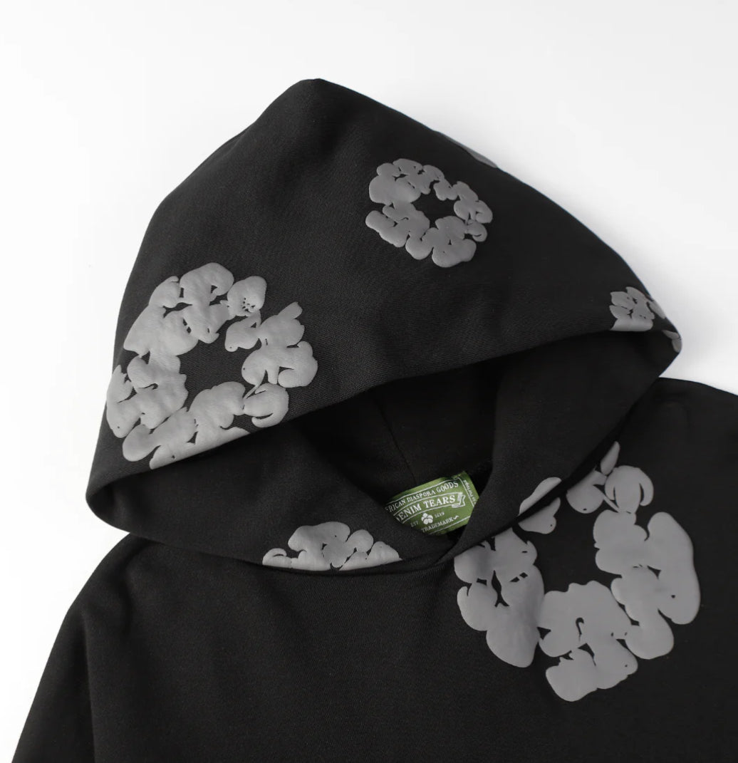 Viraler Schwarz/Grau Blumenmuster Tracksuit