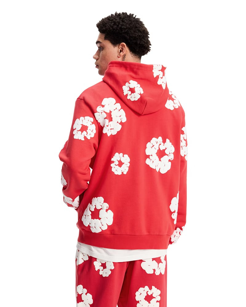 Roter Tracksuit mit Blumenmuster