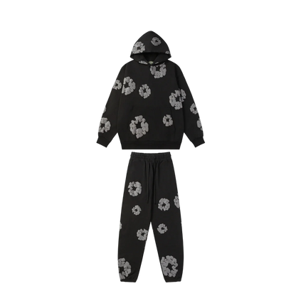 Viraler Schwarz/Grau Blumenmuster Tracksuit