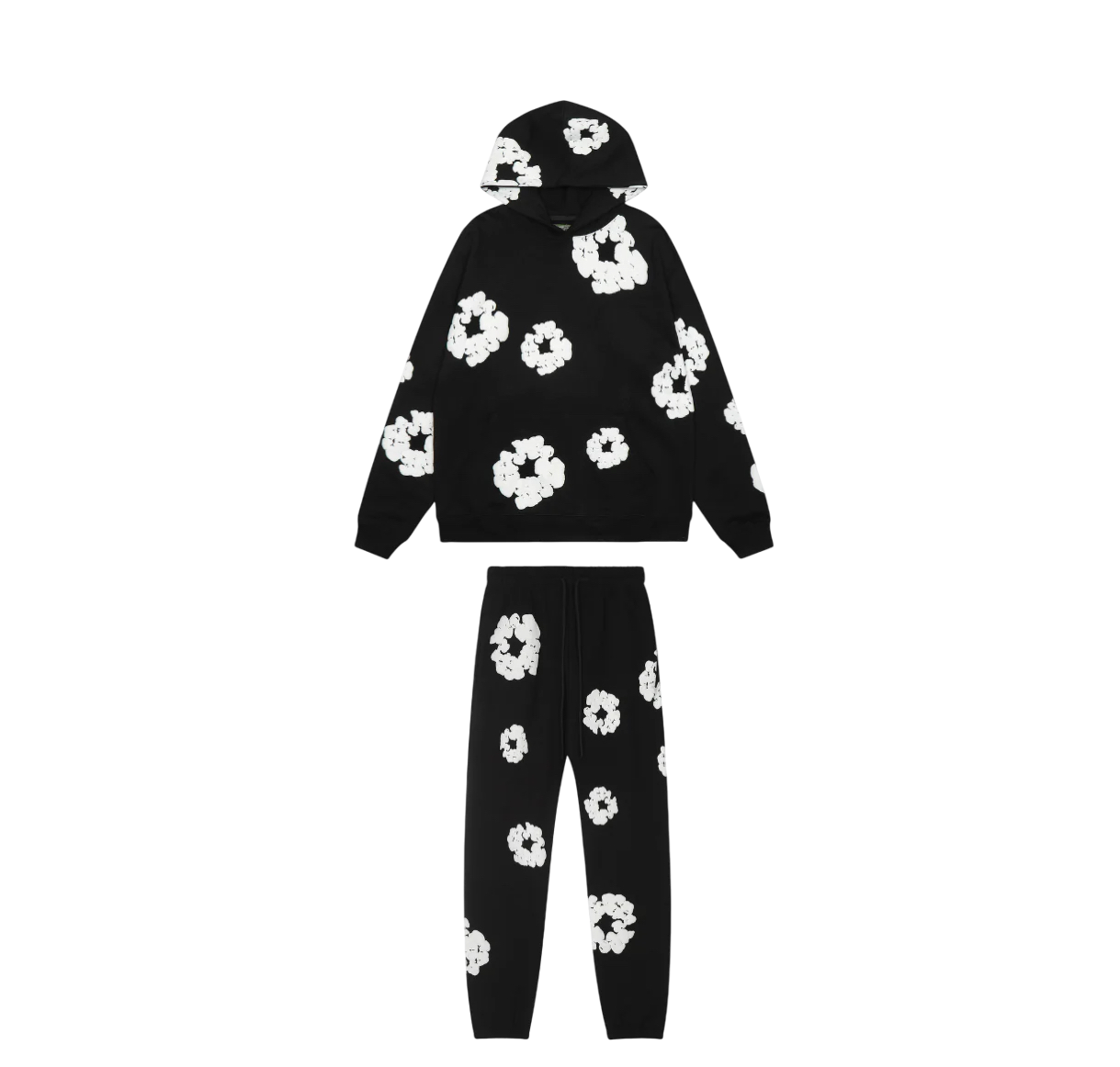 Viraler Schwarz/Weiß Blumenmuster Tracksuit