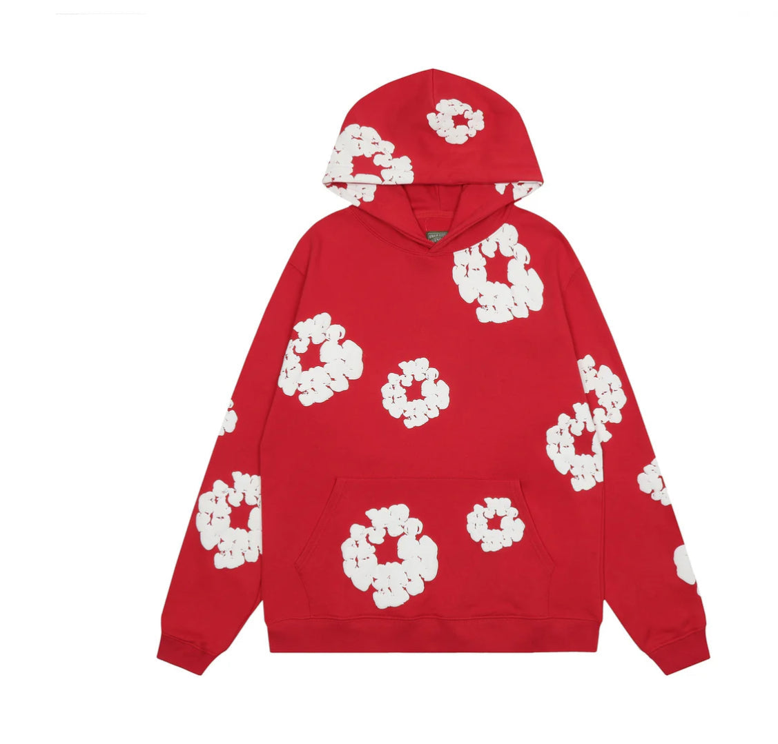 Roter Tracksuit mit Blumenmuster