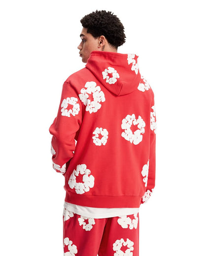 Roter Tracksuit mit Blumenmuster